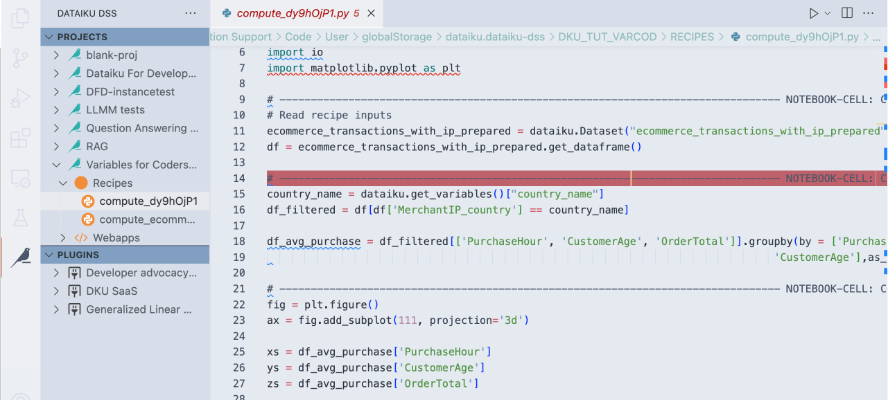 Fig. 1: Dataiku VSCode extension