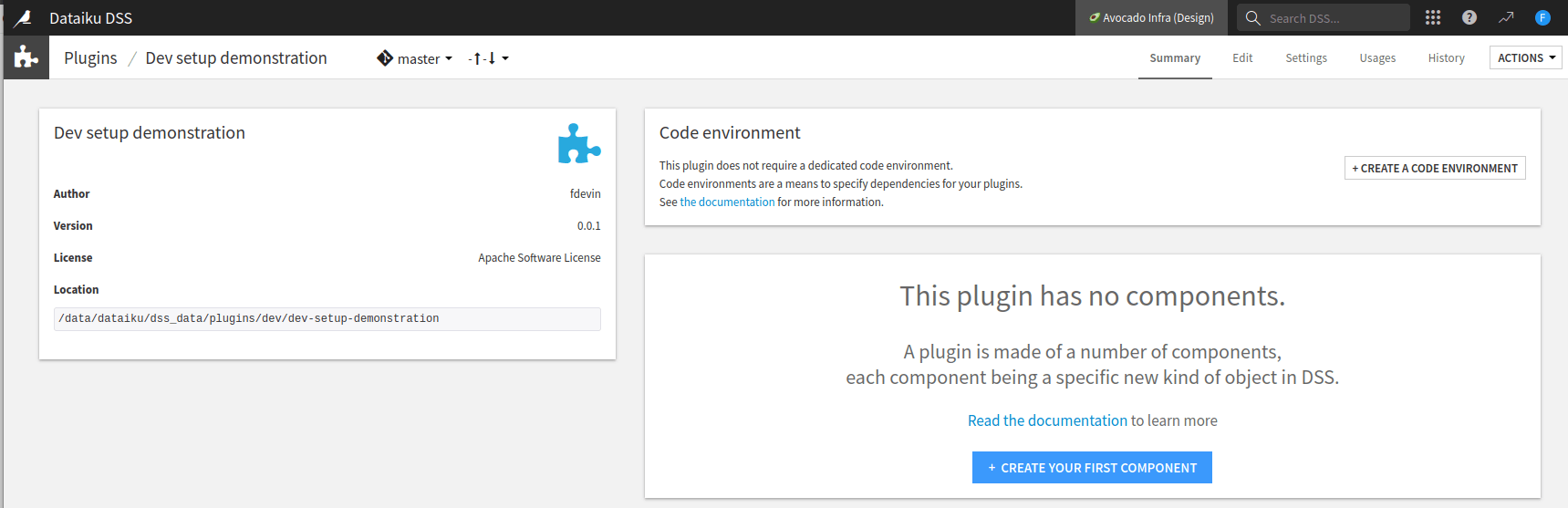 Figure 2: Plugin creation screen.