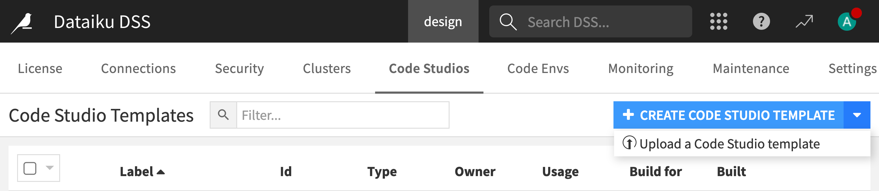 Import code studio template