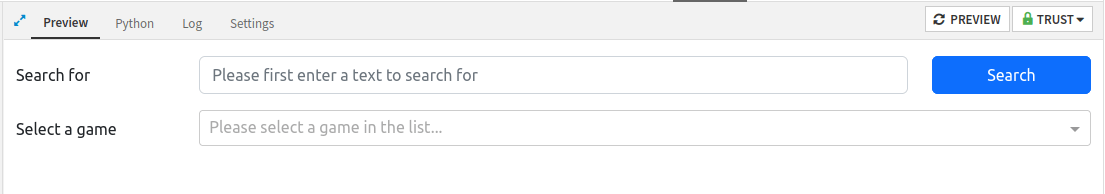 Figure 1: Basic form to search for board games