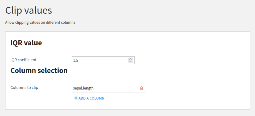 Figure 5: User interface for the parameter entry