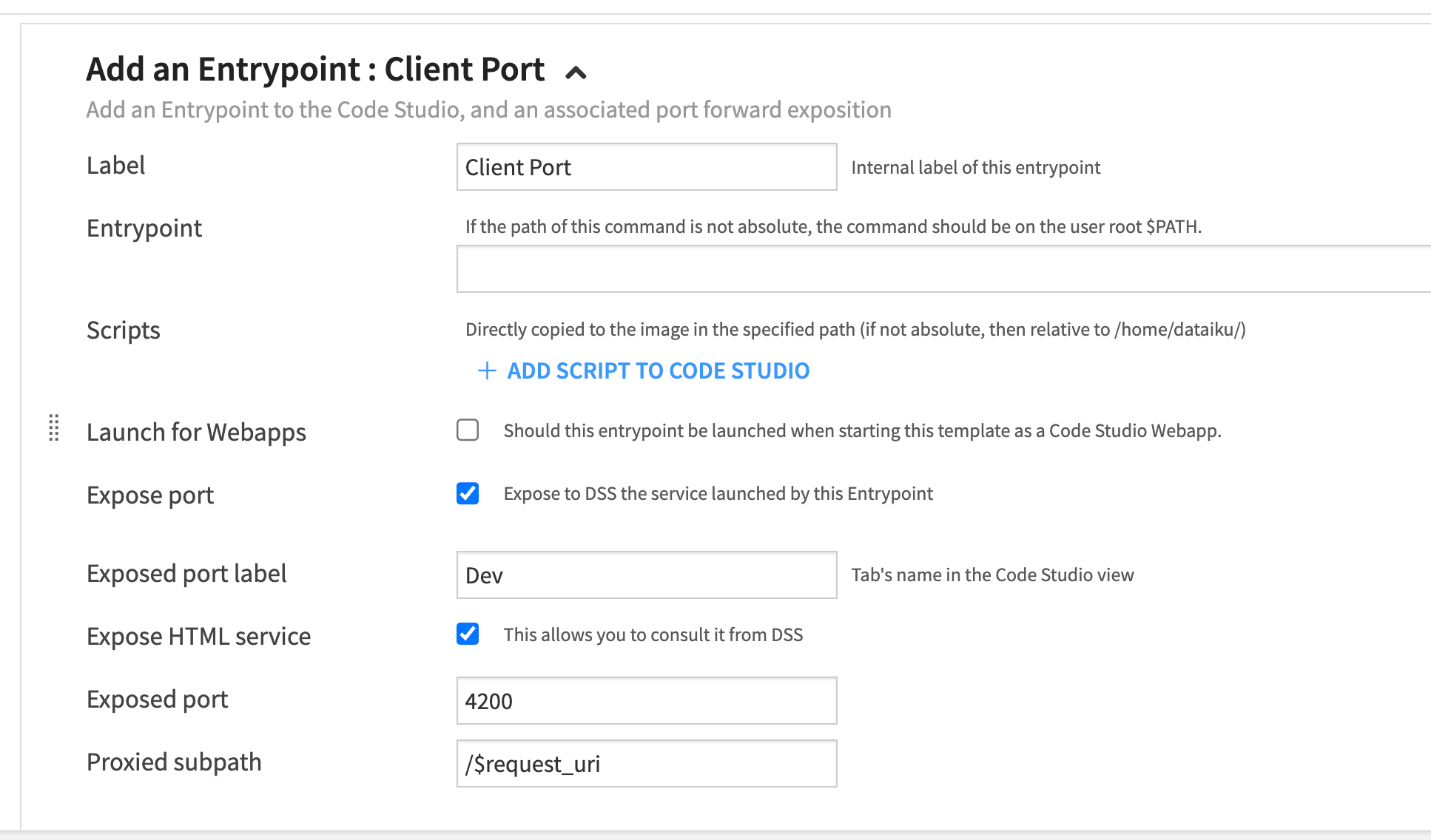 Expose Client Port