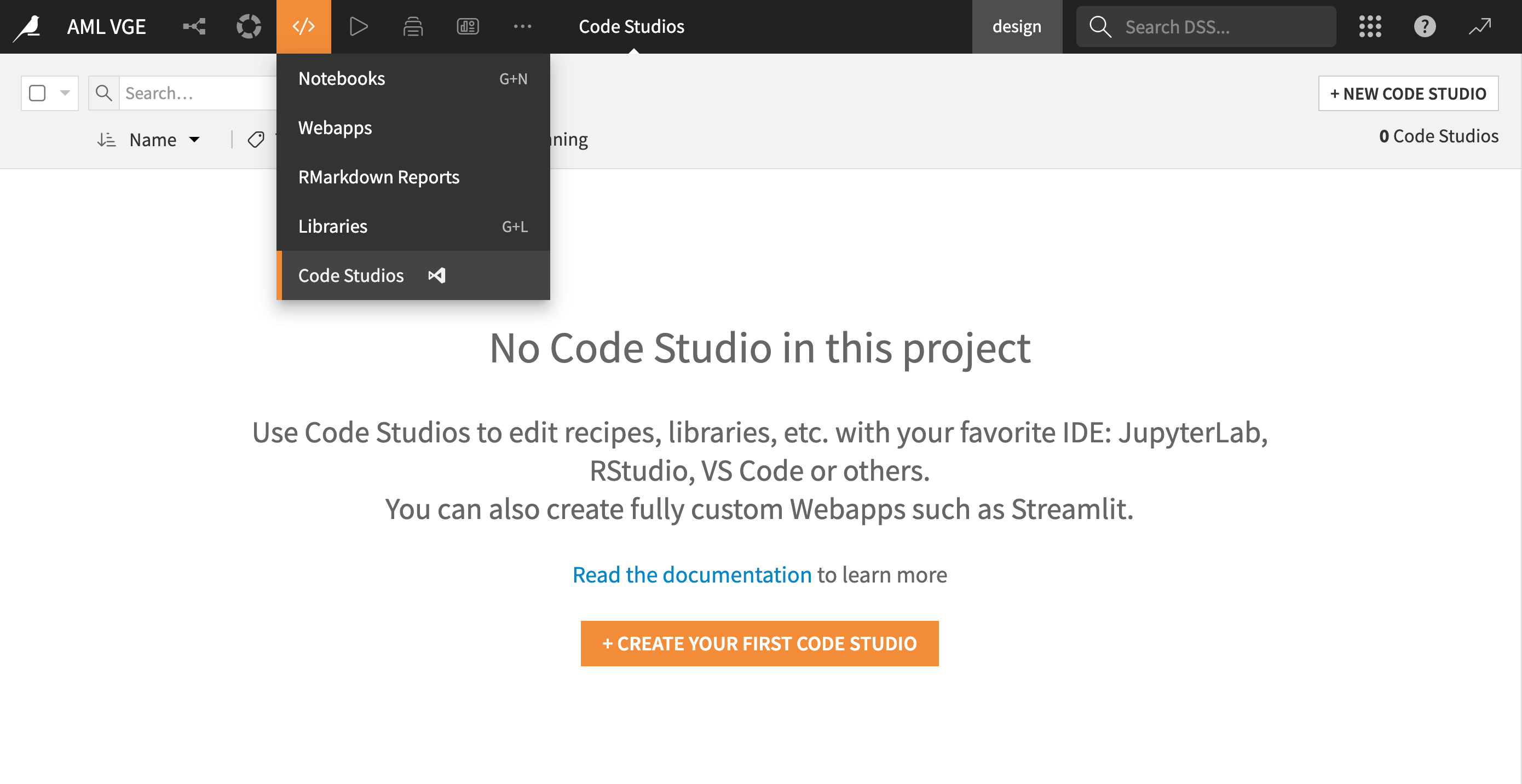 Create New Code Studio
