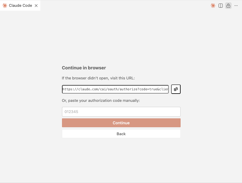 Claude Code authorization URL