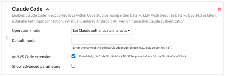Claude Code block settings