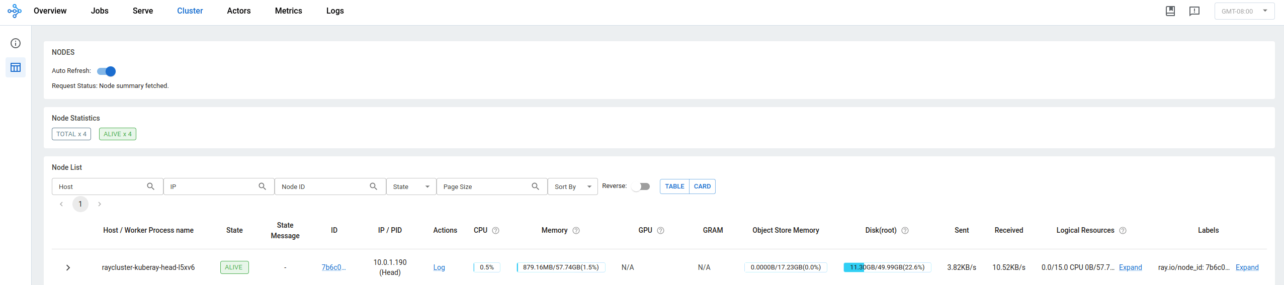 Figure 1 -- Ray cluster is up and running