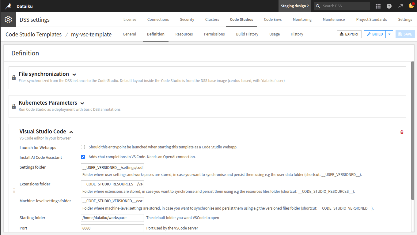Code Studio template definition.