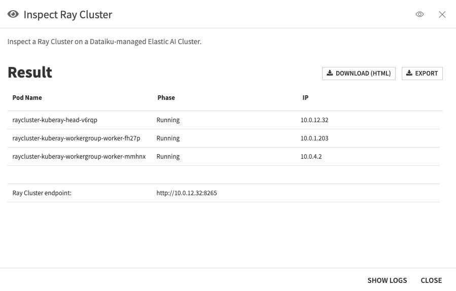 Figure 1.3 -- Inspect Ray Cluster