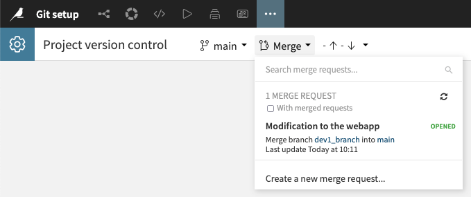 Fig. 5: Merge request menu.