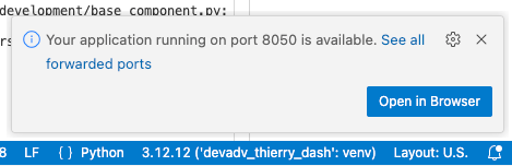 Pop up to open the webapp.