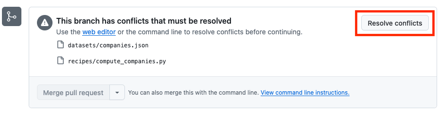Fig. 7: Resolve conflicts button