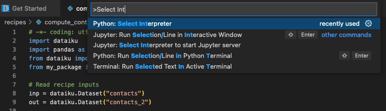 select interpreter