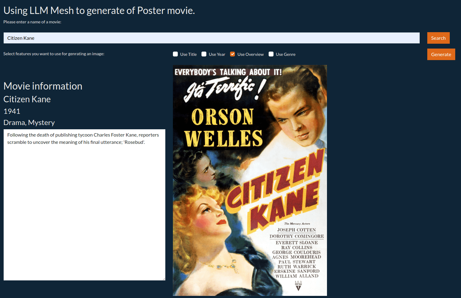 Figure 4: Searching for "Citizen Kane".