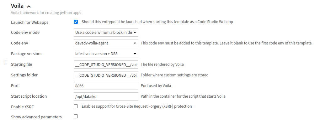 Figure 1: Code Studio - Voilà block.